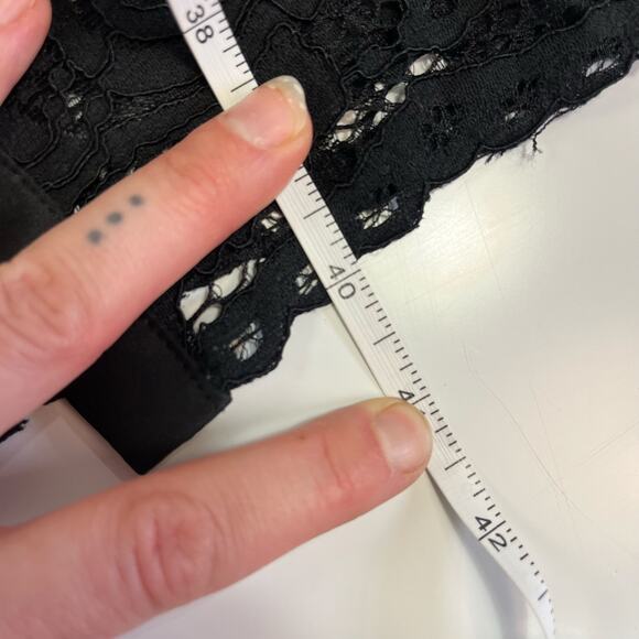 KEEPSAKE XXS Black Off The Shoulder Lace Pencil Short Sleeve Dress - Picture 8 of 10